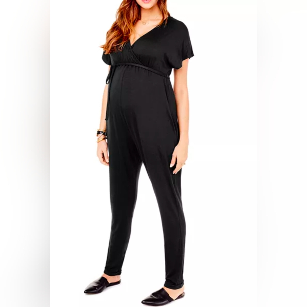 ISABEL by Ingrid isabep Black Short Sleeve Jumpsuit SELECT YOUR PRE PREGNANCY XS